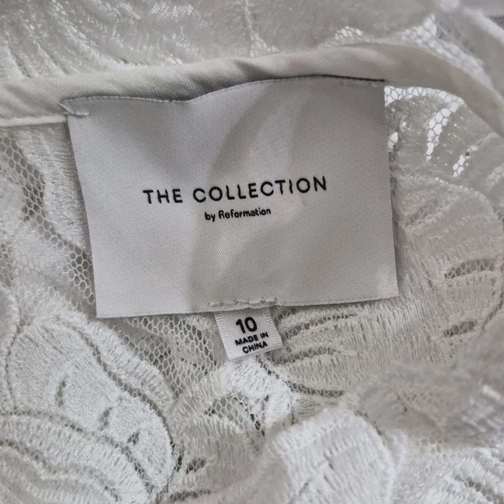 THE COLLECTION BY REFORMATION Carlisle Top Ivory White Lace Long Sleeve 10